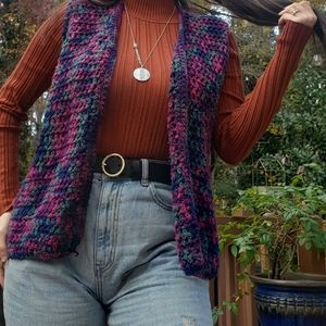 Vintage handmade 80s crochet vest